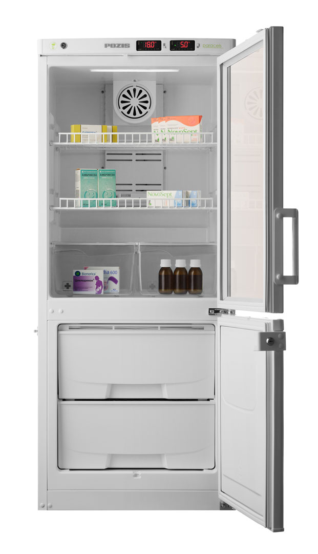 Холодильник комбинированный лабораторный ХЛ-250 "POZIS" (тон. стекло/металл)